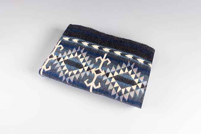 Alpaca Wool Blanket | Twin Size Throw Blanket | 70 x 45 inches | Soft, Hypoallergenic and Breathable | Lightweight Warm | Bed, Couch, Outdoor or Picnic Blanket (Blue)
