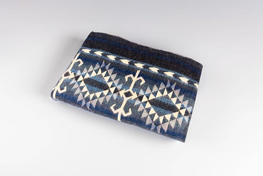 Alpaca Wool Blanket | Twin Size Throw Blanket | 70 x 45 inches | Soft, Hypoallergenic and Breathable | Lightweight Warm | Bed, Couch, Outdoor or Picnic Blanket (Blue)