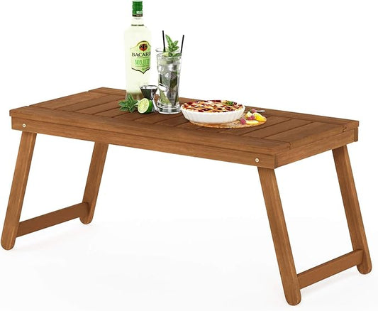 Furinno Tioman Outdoor Hardwood Coffee Folding Table, Natural