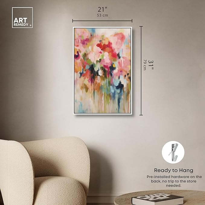 Art Remedy Soft Lush Pastel Canvas New Floral Wall Art, White Frame, 20" x 30"