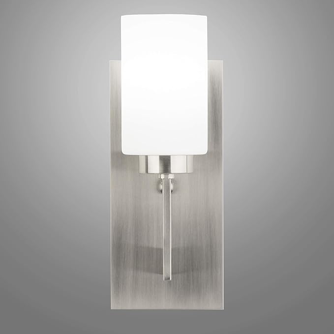 Linea di Liara Brio Brushed Nickel Sconce Frosted Glass Shade Modern Sconces Wall Lighting Fixture Bathroom Wall Sconce Vanity Wall Sconce and Hallway Wall Light Fixtures, UL Listed