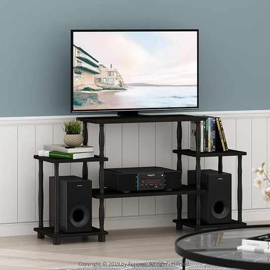 Furinno Turn-N-Tube No Tools Entertainment Center, Classic Square Corner, Espresso/Black