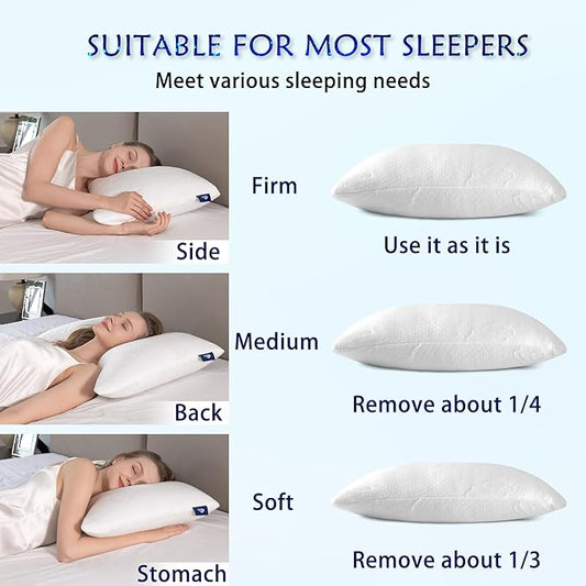 Shredded Memory Foam Pillows for Deep Sleep Bed Pillow for Neck Support with Removable & Washable Cover,Bend(Pack of 1)