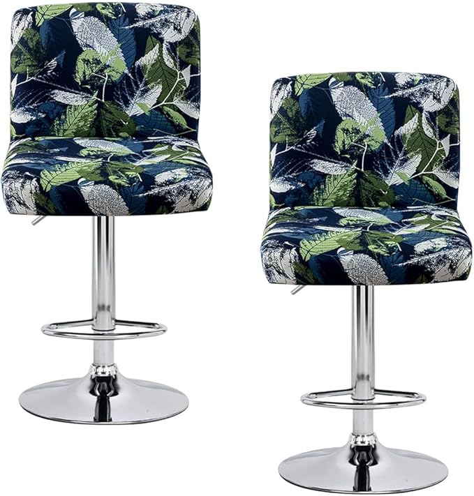 Levoberg Bar Stools Cover Set of 2 Printed Armless Swivel Barstools Slipcovers with Backs Stretch Square Counter Height Bar Stools Covers Mid Low Back Chair Cover for Kitchen Dining Room Bar #16