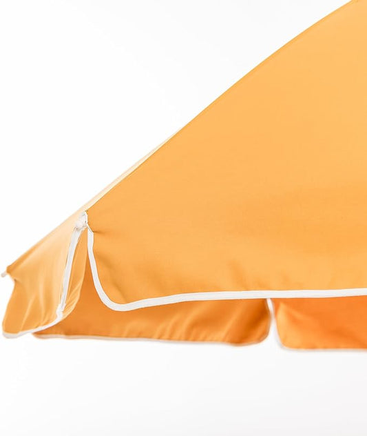 Business & Pleasure Co. Rio Umbrella Scalloped Brim For Beach, Patio or Picnic - 6' Boho Beach Umbrella, 7' Tall Wood Pole, UPF 50+