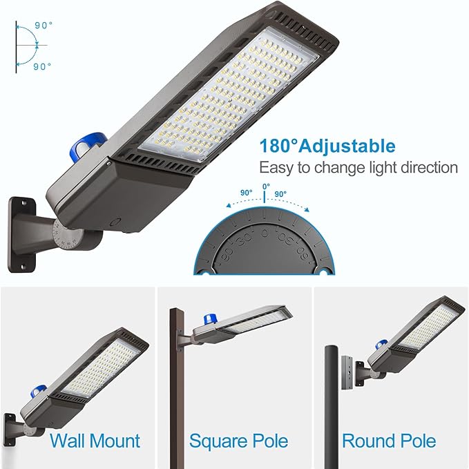 2Pack 480W(486x1W LED) LED Parking Lot Lights 72000Lm 5000K ETL Listed Led Parking Lot Lighting with Smart Photocell & Arm Mount for Driveway/Yard(Coverage: 66~130Ft at Height:30~60Ft)