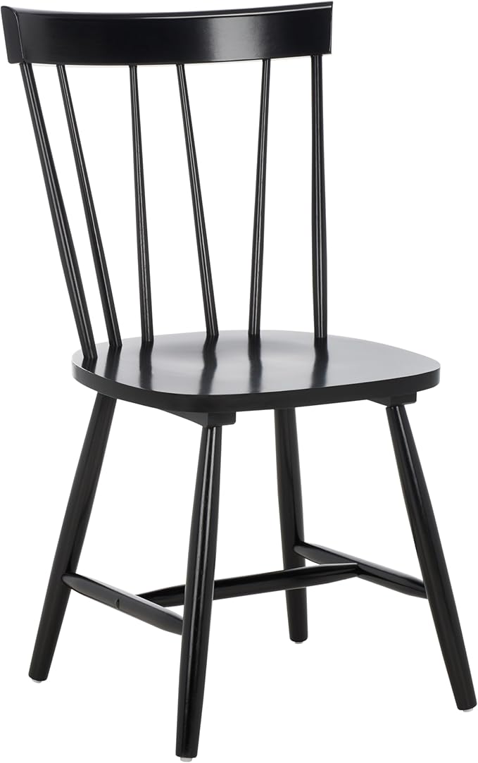SAFAVIEH Home Collection Kealey Black Solid Wood Dining Chair Set of 2