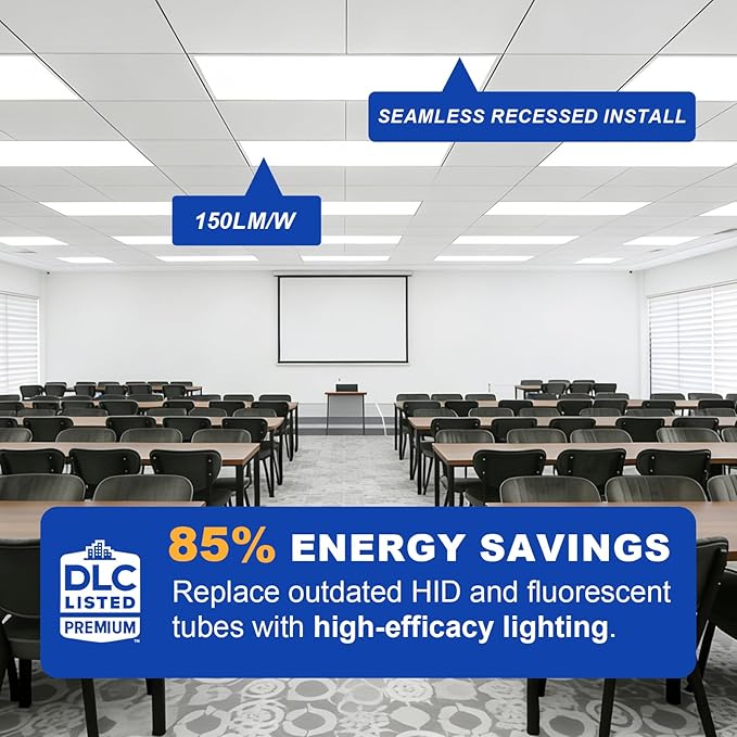 JESLED 30Pack 2x4 led Flat Panel Light, 10800LM, Drop Ceiling Lights Fixture for Office Shop Garage Basement Laundry, 30W/40W/50W/60W/72W Selectable, 5CCT Switchable, 0-10V Dimmable, DLC ETL Listed
