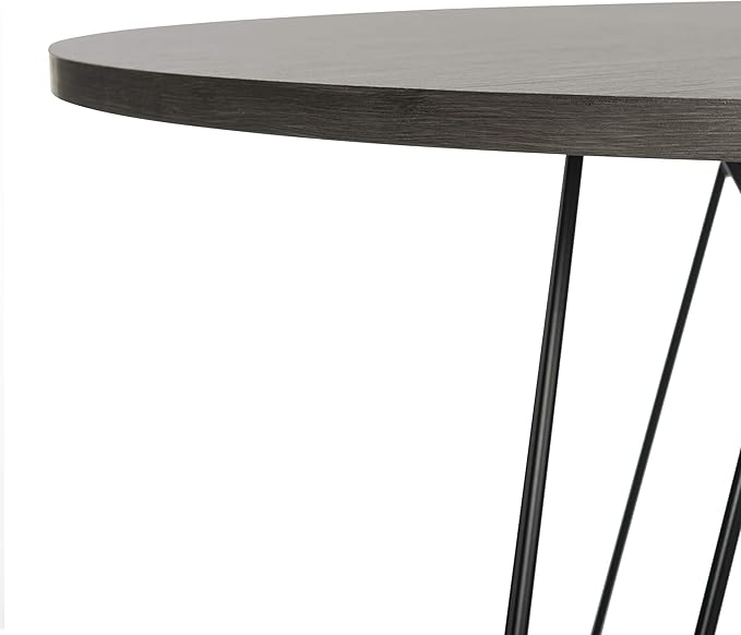 SAFAVIEH Home Collection Marino Mid-Century Modern Dark Grey Hairpin Leg Round Dining Table