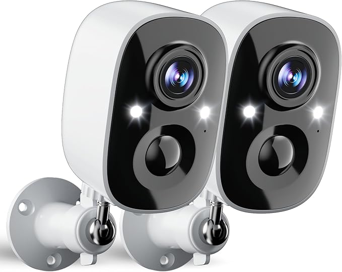Security Cameras Wireless Outdoor, 2.5K WiFi Battery Powered Cameras for Home Security with AI Motion Detection, Color Night Vision, IP66 Weatherproof, 2-Way Audio, SD/Cloud Storage, 2-Pack