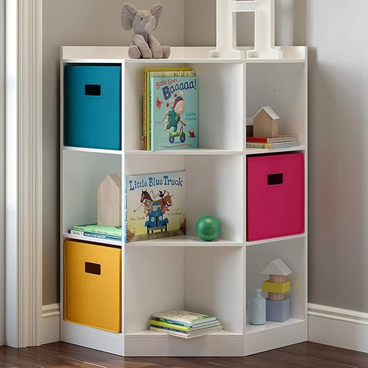 RiverRidge Home 6-Cubby, 3-Shelf Corner Cabinet for Kids, White
