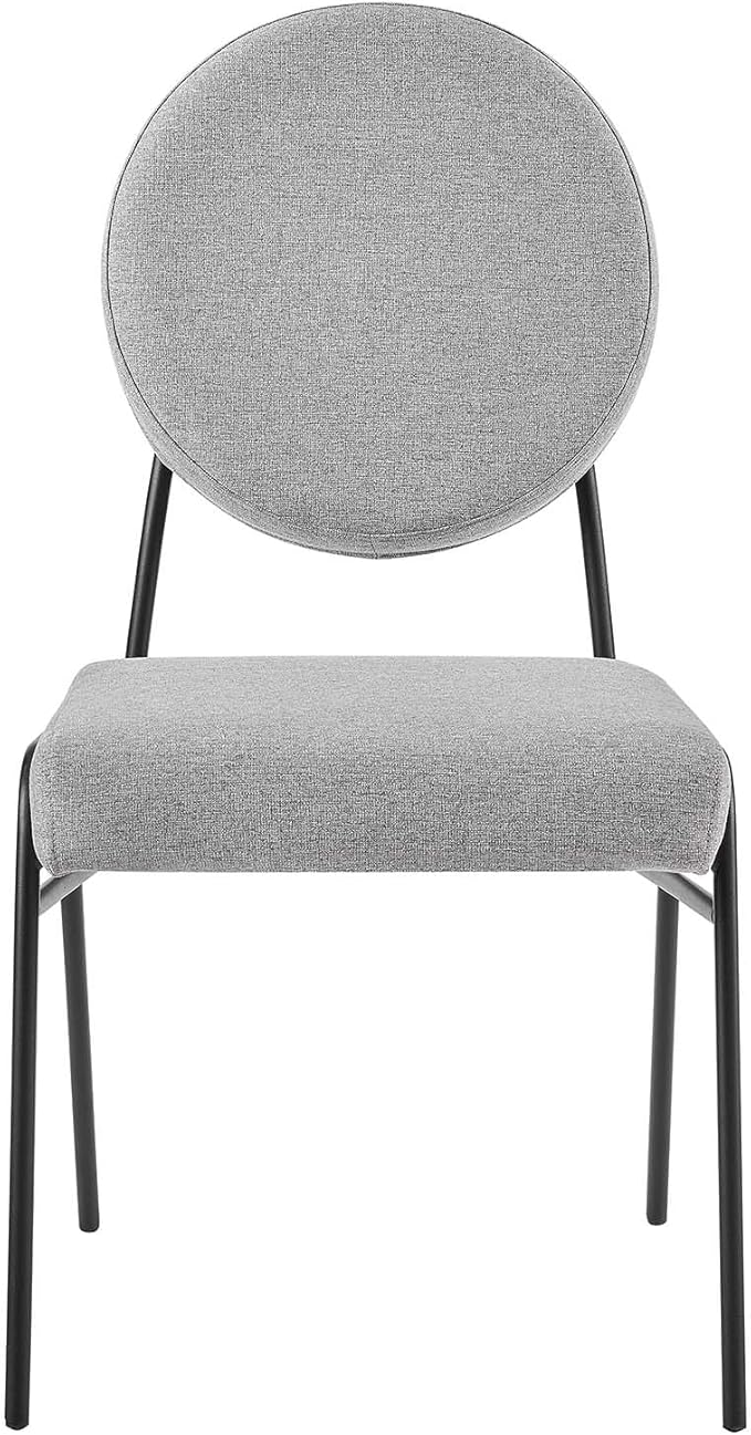 Modway Craft Fabric Upholstered Side Dining Chair in Black Light Gray
