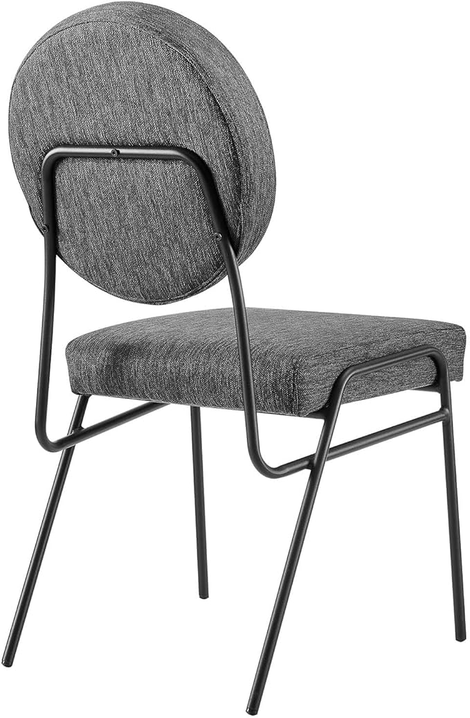 Modway Craft Fabric Upholstered Side Dining Chairs-Set of 2 in Black Charcoal