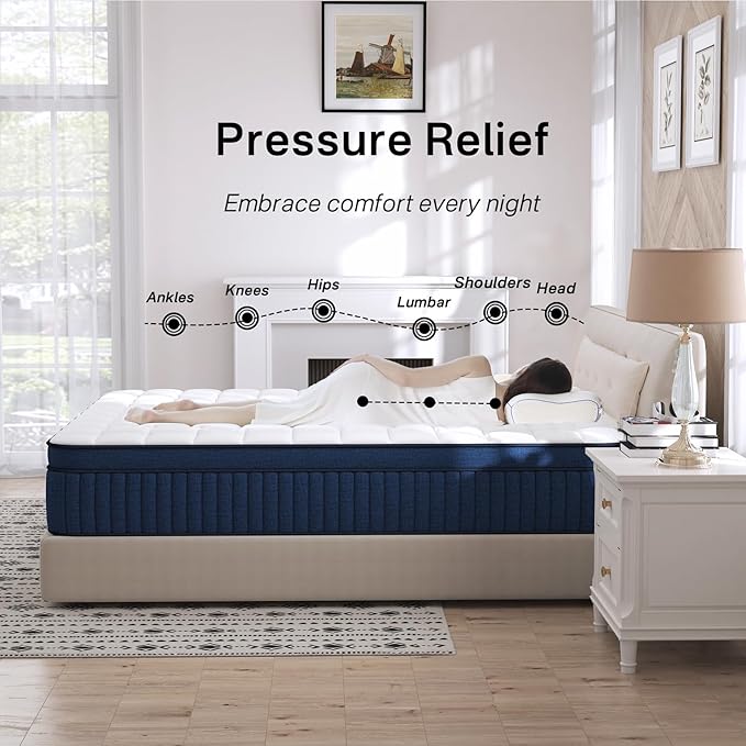Full Size Mattress, 10 Inch Hybrid Full Mattress in a Box, Cool Gel Memory Foam Mattress, Back Pain Relief & Strong Edge Support, Individual Wrapped Pocket Coils, CertiPUR-US