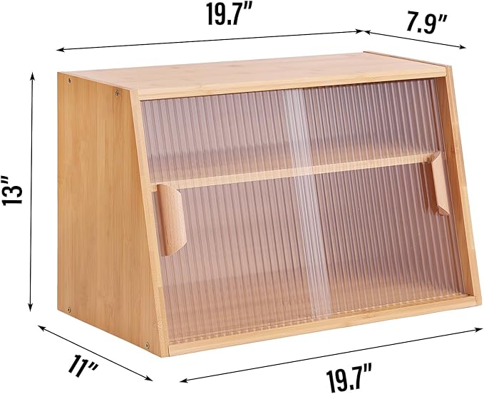 Tiita Small Kitchen Pantry Cabinet, Bamboo Sideboard with Glass Doors, Cupboard Food Pantry Cabinet for Kitchen, Living Room and Dinning Bedroom