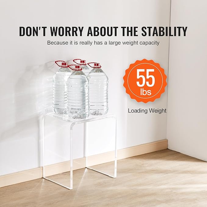 VEVOR Acrylic Side Table, U- Shaped Coffee Table, Clear Acrylic End Table with Waterfall Edges for Drink, Food, Snack Used in Living Room & Bedroom