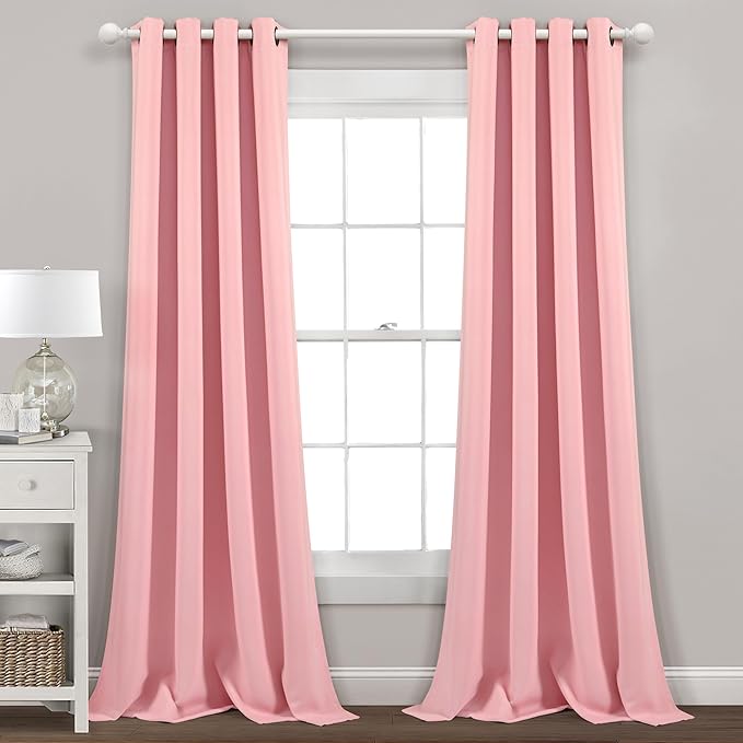 Lush Decor Insulated Grommet Blackout Window Curtain Panels, Pair, 52" W x 84" L, Fairytale Pink - Classic Modern Design - Chic Window Decor - Long Curtains For Living Room, Bedroom, Or Dining Room