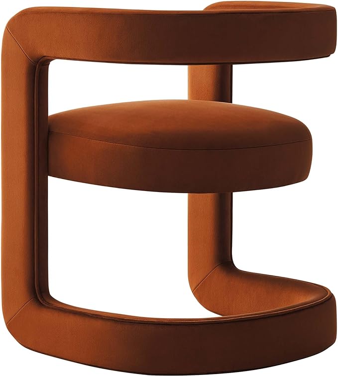 Modway Winslow Stain-Resistant Performance Velvet Dining Chair in Rust - Open Back Barrel Armchair - Upholstered Dining Chair - Cozy Reading Chair or Velvet Vanity Chair