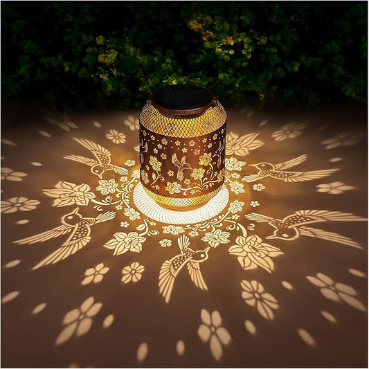 2 Pack Hummingbirds Solar Lanterns Outdoor Waterproof Garden Decor Birthday Gifts for Mom Women Grandma Metal Hanging Solar Lights Outdoor Decoration for Patio,Yard,Porch,Backyard