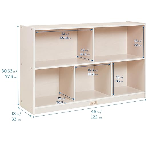 ECR4Kids 5-Compartment Mobile Storage Cabinet, Preschool, Classroom Furniture, White Wash