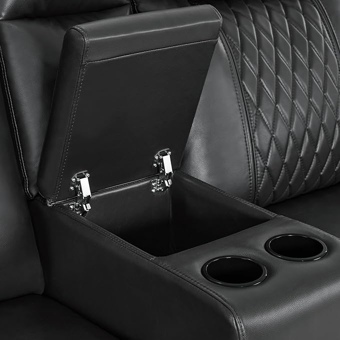 MCombo 80" Zero Gravity Oversized Power Reclining Loveseat with Adjustable Headrest for Living Room, Double Recliner Sofa with USB & Type C, Armrest Storage & LED Light HTS401SET