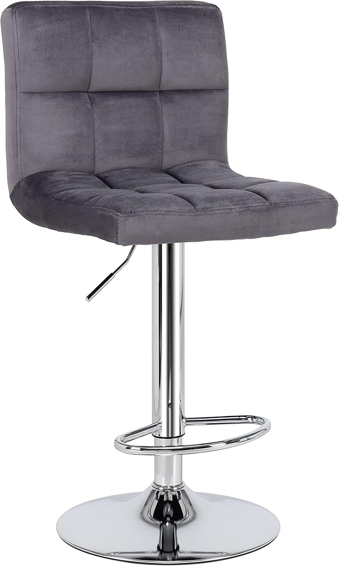 Finnhomy Bar Stools Set of 2 Counter Height, Swivel Barstools with Footrest and L Shape Thicken Cushion Back Handle, Height Adjustable Modern Bar stools for Kitchen, Velvet Fabric, Dark Grey