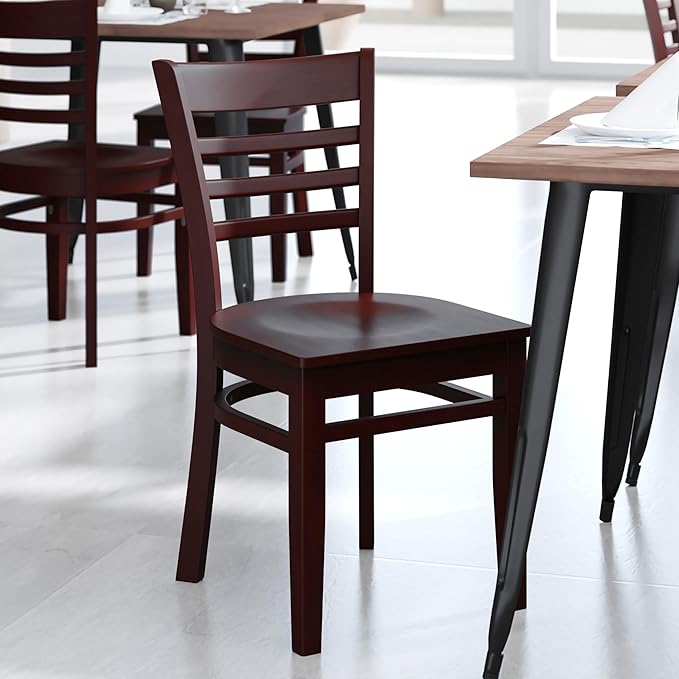 Flash Furniture HERCULES Series Ladder Back Mahogany Wood Restaurant Chair