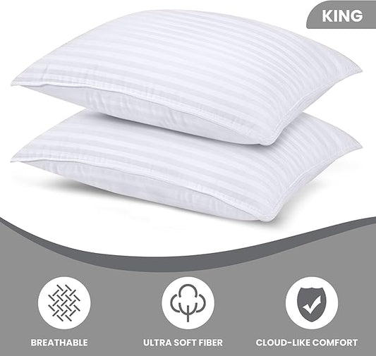 Utopia Bedding Bed Pillows for Sleeping King Size (White), Set of 2, Down Alternative Pillow for Sleeping, Cooling Hotel Quality Pillow Set for Back, Stomach or Side Sleepers