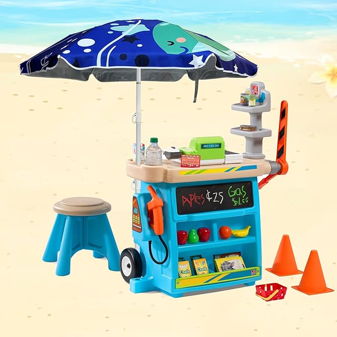 LOTTAFUN Water Table Umbrella Kid 5ft Beach Umbrella - Heavy Duty Wind Resistant UV 50+ Portable Sun Shade with Sand Anchor & Carry Bag, Outdoor Folding Umbrella for Beach,Pool,Patio,Garden (Dophin)