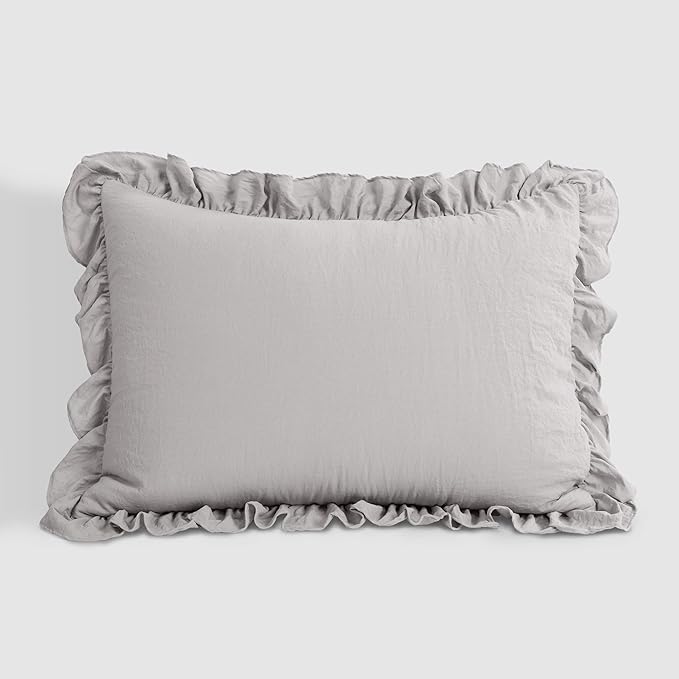 Lush Decor Reyna Ruffle Comforter Set, Twin XL, Light Grey, 2 Piece Cozy Bedding Set