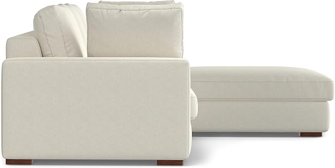 SIMPLIHOME Charlie Right-Facing Sectional Sofa in 100% Recycled Polyester Tightly Woven Performance Fabric, Cream, 122-inches Wide, Handcrafted Contemporary Style L-Shaped Couch with Chaise