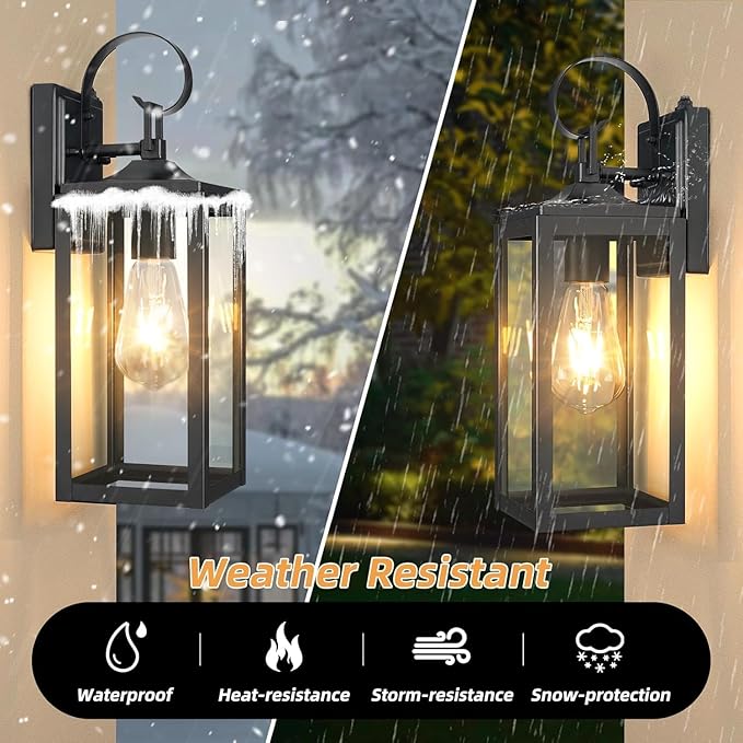 OKELI Dusk to Dawn Outdoor Lighting Fixture Wall Sconce,Front Porch Light,Outdoor Wall Sconces Rust-Proof Light,Garage Waterproof Wall Light(Black, 16")