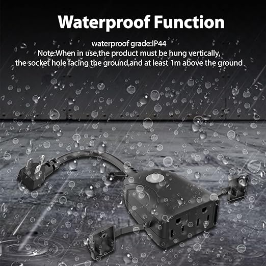 Smart Outdoor WiFi Plug, Smart Plug with Remote Control App Timer Function IP53 Waterproof for Home Garden Pool Kitchen Balcony