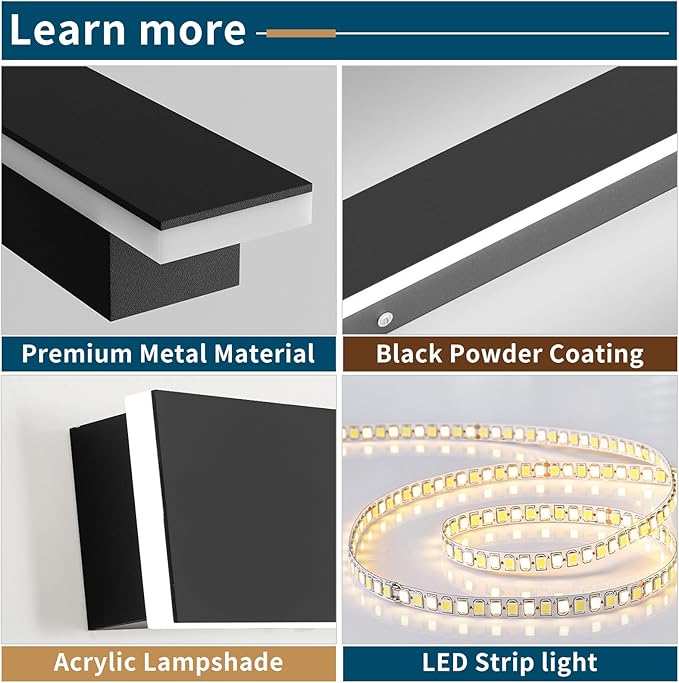 2 Pack 39.3inch Exterior Wall Light Fixture, Long Outdoor Modern Led Wall Lights, 6000K Cold White, 36W, IP65 Waterproof Linear Outside Porch Lighting for House, Garage, Fence, Garden