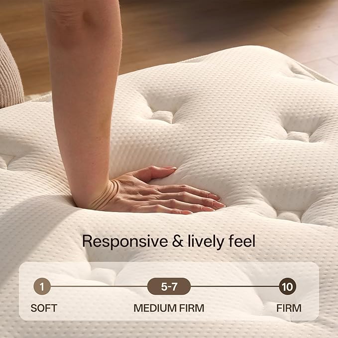 Queen Mattress 12 Inch,Medium Plush Hybrid with Memory Foam& Individually Wrapped Pocket Coils for Support,CertiPUR-US Certified,Fiberglass-Free