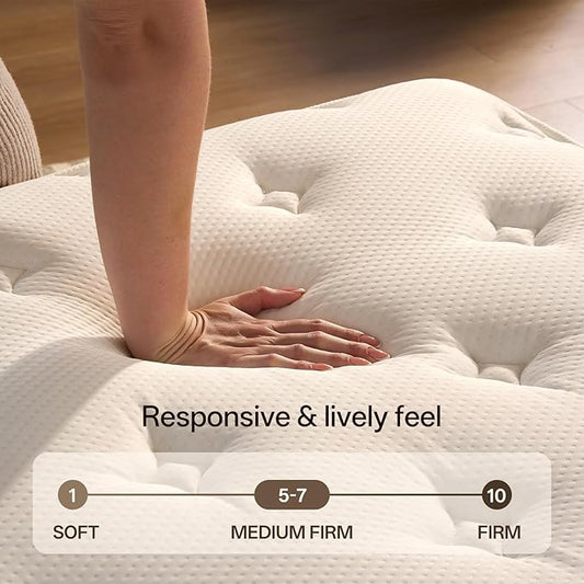 Queen Mattress 12 Inch,Medium Plush Hybrid with Memory Foam& Individually Wrapped Pocket Coils for Support,CertiPUR-US Certified,Fiberglass-Free