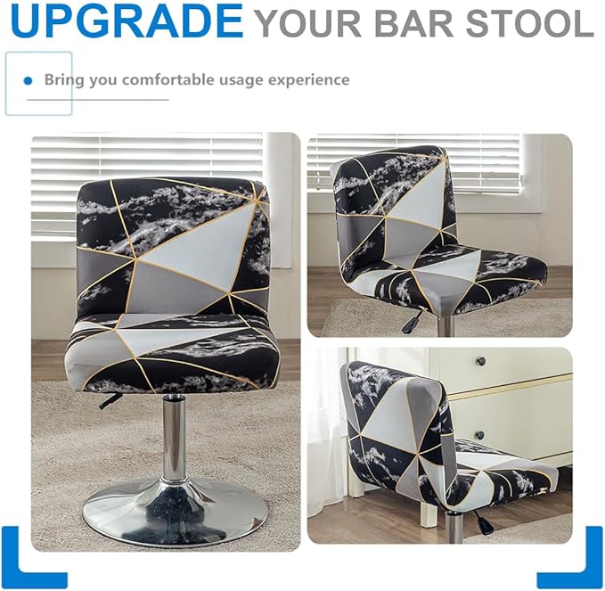 Levoberg Bar Stools Cover Set of 2 Printed Armless Swivel Barstools Slipcovers with Backs Stretch Square Counter Height Bar Stools Covers Mid Low Back Chair Cover for Kitchen Dining Room Bar #15
