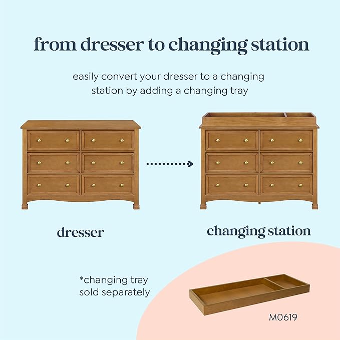 DaVinci Kalani 6-Drawer Baby Dresser for Nursery - Wooden Double Chest of Drawers for Kids, Boys & Girls - Multi-Purpose Storage Dresser for Bedroom, Living Room & Hallway - Easy to Assemble, Chestnut