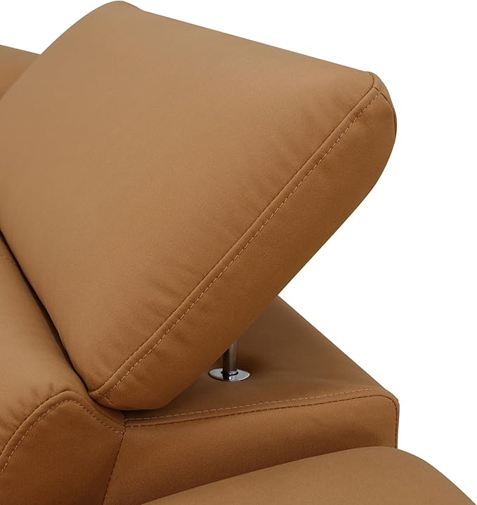 Power Recliner Sectional Sofa, L-Shaped Living Room Furniture Set, Leather Recliner Sofa,Reclining Sectional Couch with Storage Console/Cup Holder for Living Room/House/Apt (Light Brown, 4 Seater)