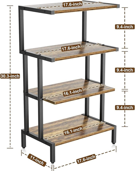 Aquzee Game Console Stands, 4-Tier AV Media Shelf, Stereo Stand, Wood Gaming Entertainment Center Rack for Audio Video Games DVD Player Organizer Storage Shelves fit Small Space