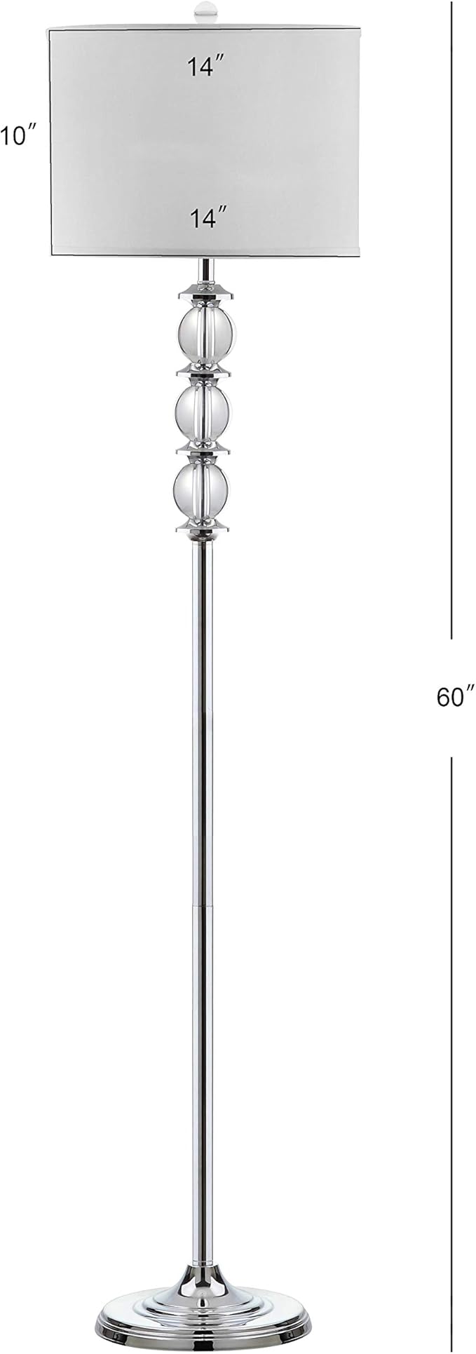 SAFAVIEH Lighting Collection Riga Clear Crystal/ Chrome 60-inch Living Room Bedroom Home Office Standing Floor Lamp (LED Bulb Included)