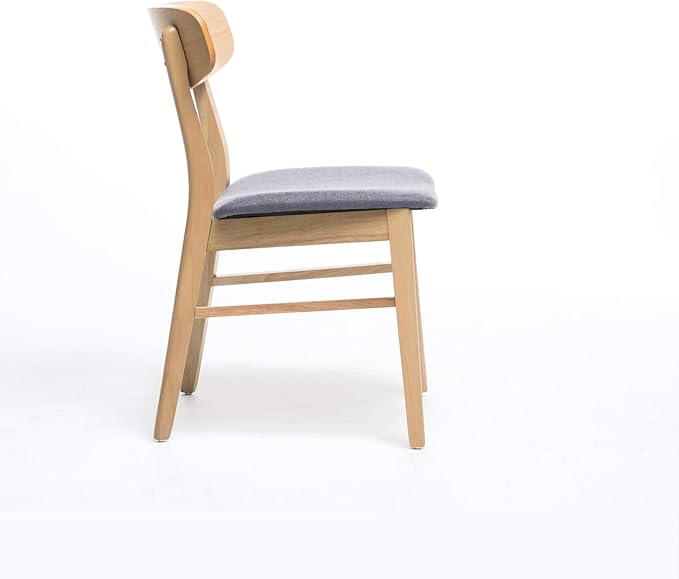 Christopher Knight Home Lucious Fabric / Oak Finish Dining Chairs, 2-Pcs Set, Dark Grey