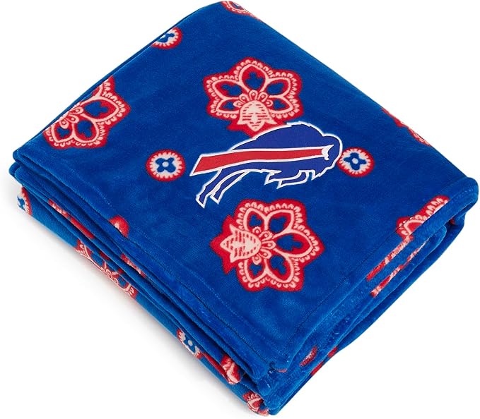 Vera Bradley Women's Fleece NFL Oversized Throw Blanket (Multiple Teams Available), Buffalobillsonroyalblue/Redbandana, One Size