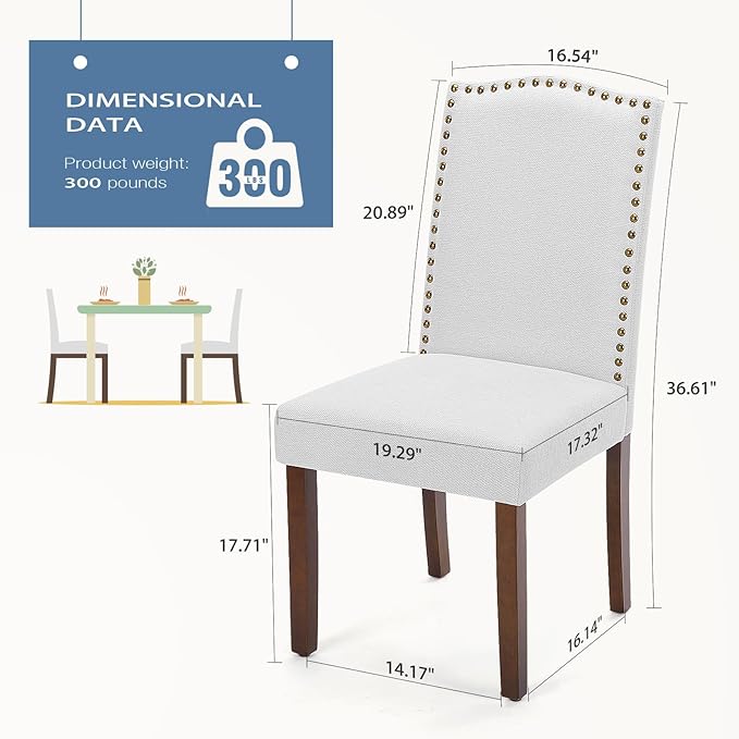 DUMOS Dining Chairs Set of 4, Moden Kitchen Table Chairs with Wooden Legs and Padded Seat for Dining Room/Kitchen/Living Room/Restaurant, Grey