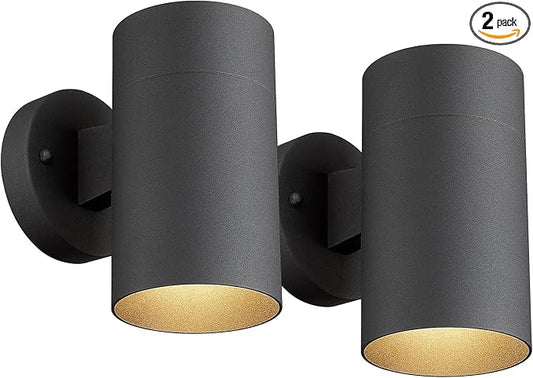 Ken & Ricky Outdoor Wall Sconce, Exterior Wall Light Fixtures, Cylinder Outside Lights for House Porch Garage Patio Doorway Entryway -2 Pack