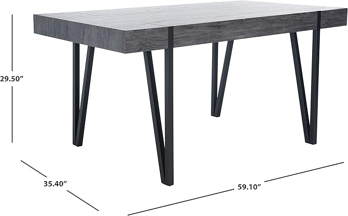 SAFAVIEH Home Collection Alyssa Mid-Century Rustic Industrial Dining Room Table DTB7000B, Black Oak/Black Legs