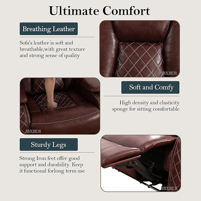Power Recliner Sofa Set for Living Room, Leather Power Reclining Sofa Sets with LED Lights, Console Storage, Recliner Couch with USB Port(Sofa and Loveseat,Red)