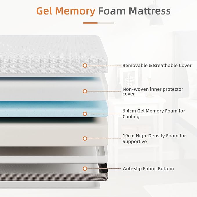 Vesgantti Twin Mattress, 10 Inch Gel Memory Foam Mattress for Cool Night & Pressure Relief, Medium Plush Feel with Motion Isolating,Breathable Removable Cover