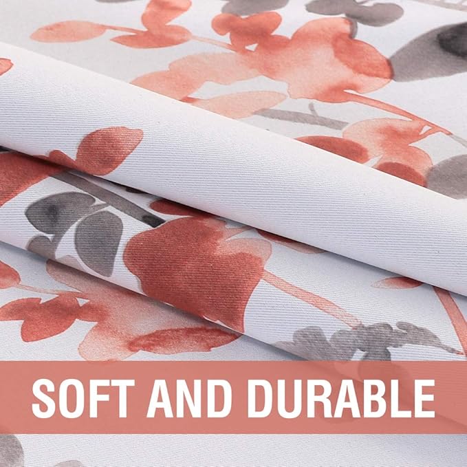 H.VERSAILTEX Blackout Curtain Panels 84 inches Long Light Reducing Room Darkening Thermal Insulated Curtains/Panels/Drapes for Living Room, Set of 2, Vintage Classical Floral Printing Grey and Coral