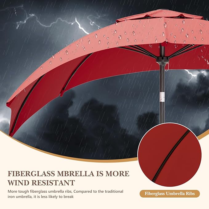 Sannwsg Outdoor Patio Umbrella,Table Umbrella with Push Button Tilt and Crank,Market Umbrella with 8 Sturdy Ribs,Yard Umbrella